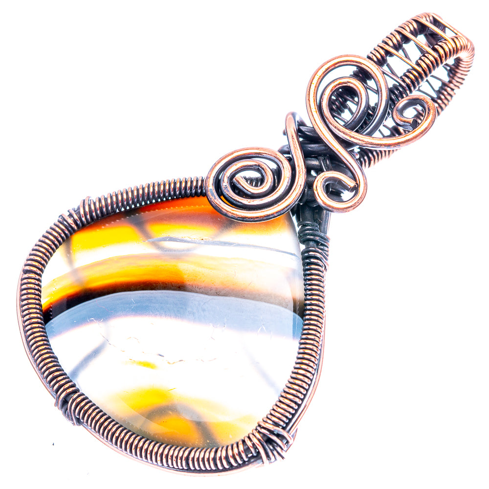 Banded Agate Wire Wrap Pendant 2 1/8" (Oxidized Copper)