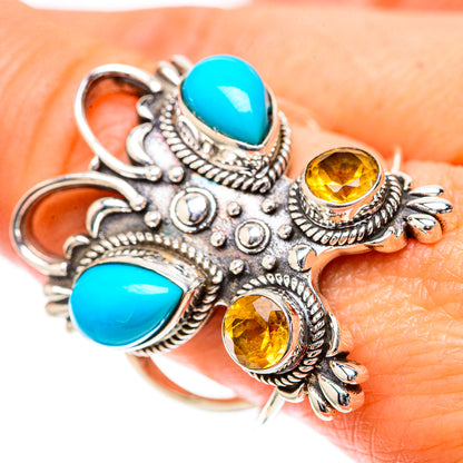 Large Sleeping Beauty Turquoise, Citrine Ring Size 10 (925 Sterling Silver) RING137984