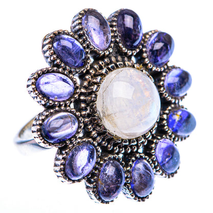 Large Rainbow Moonstone, Tanzanite Ring Size 6.25 (925 Sterling Silver) RING140209