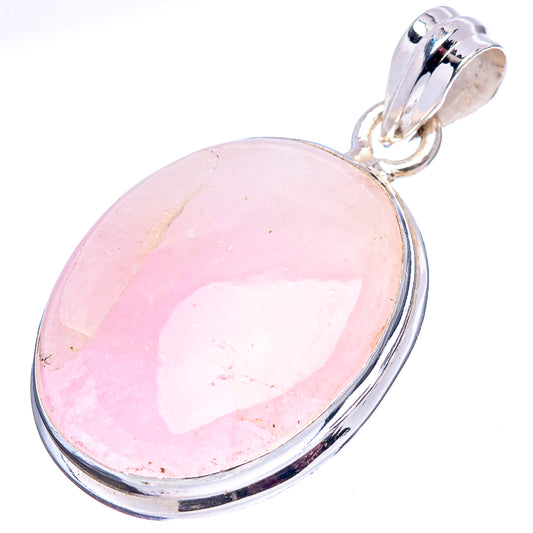 Oval pink kunzite pendant in polished .925 sterling silver bezel setting
