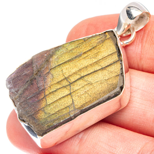 Large Labradorite 925 Sterling Silver Pendant 1 7/8" (925 Sterling Silver) P43681