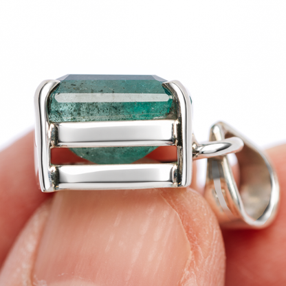 16ct Zambian Emerald Pendant 7/8" (.925 Sterling Silver)
