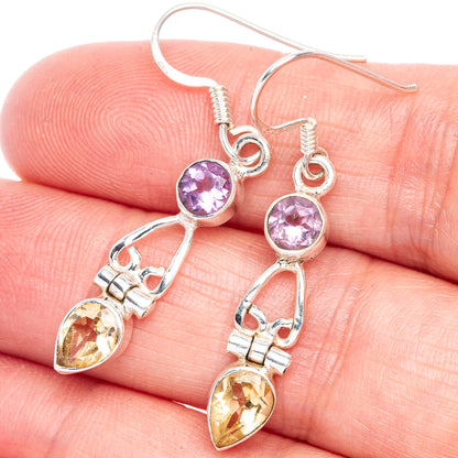 Citrine, Amethyst Earrings 1 5/8" (925 Sterling Silver) E433504