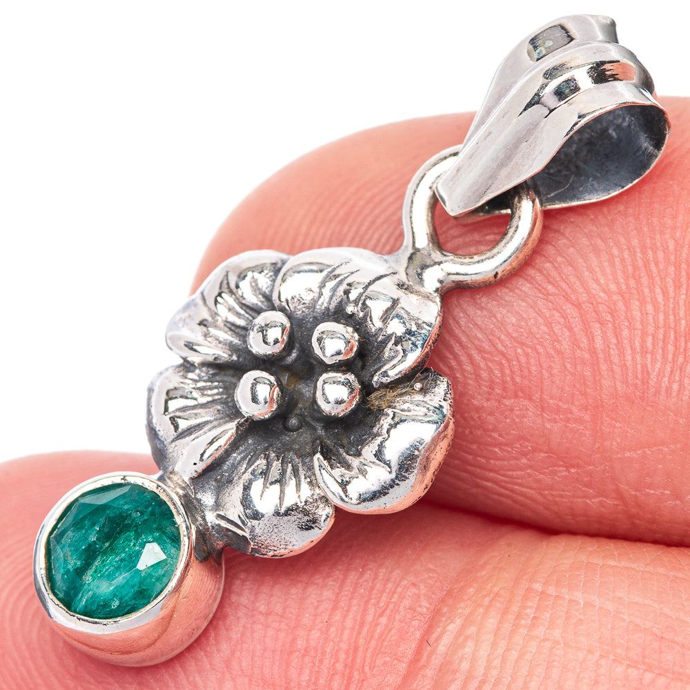 Emerald Dainty Pendant 1 1/8" (925 Sterling Silver) P39893