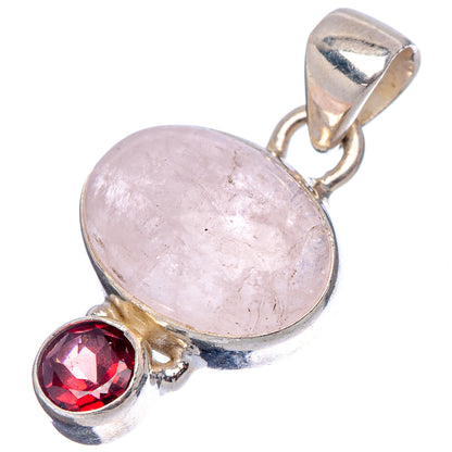 Morganite, Garnet Pendant 1" (.925 Sterling Silver)
