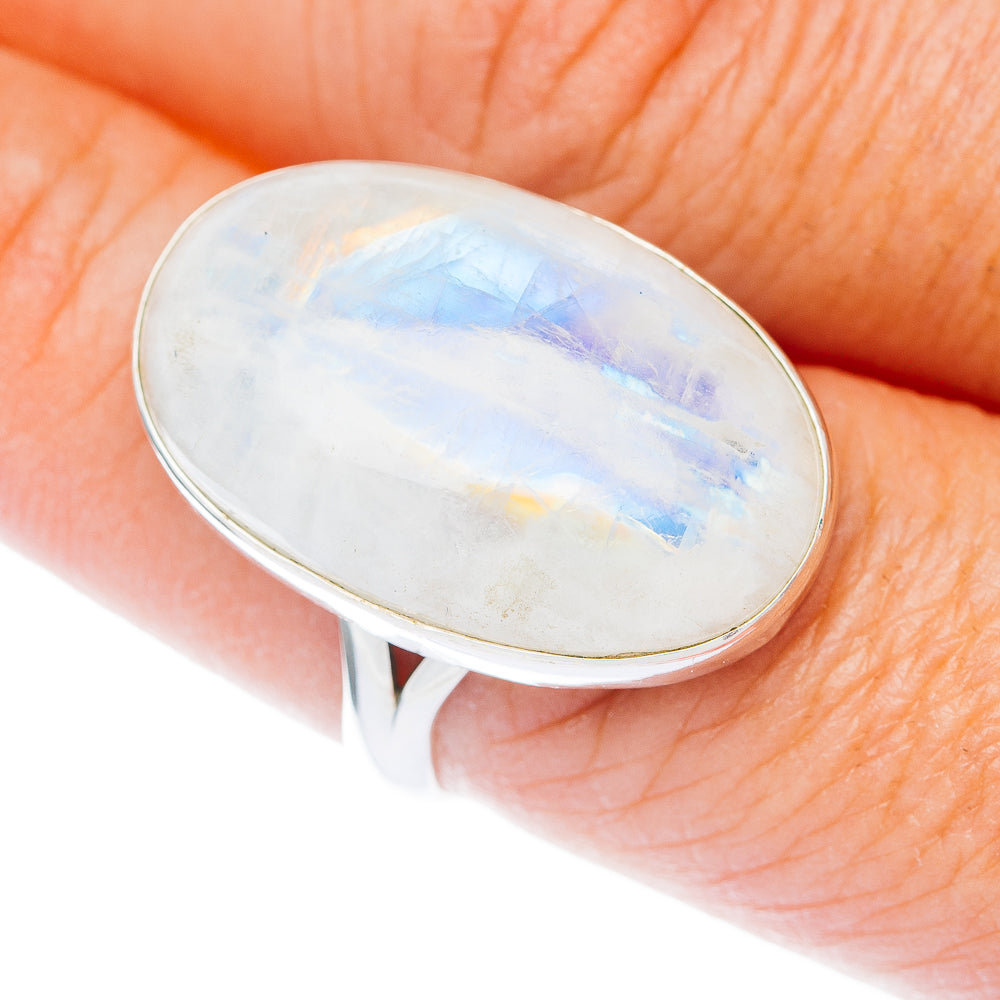 Large Premium Rainbow Moonstone Ring Size 8.75 (.925 Sterling Silver)