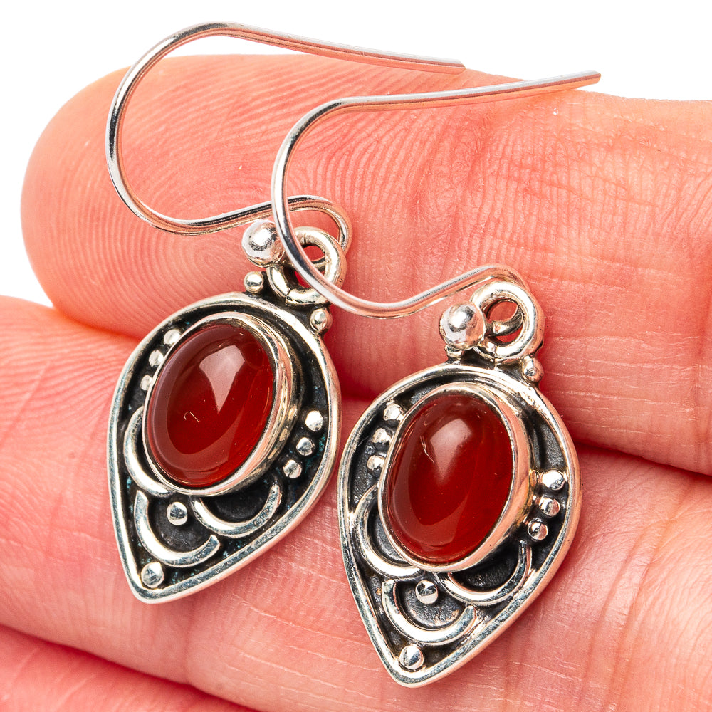 Carnelian Earrings 1 1/4" (925 Sterling Silver) E3123