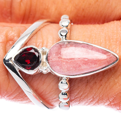 Premium Rhodochrosite, Garnet 925 Sterling Silver Ring Size 8.75 (925 Sterling Silver) R2649