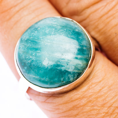 Fire Amazonite Ring Size 10 (.925 Sterling Silver)