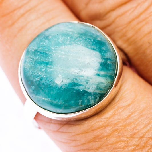 Fire Amazonite Ring Size 10 (.925 Sterling Silver)