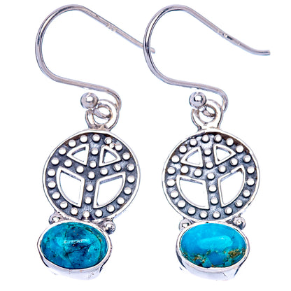 Chrysocolla Peace Earrings 1 1/4" (925 Sterling Silver) E1393