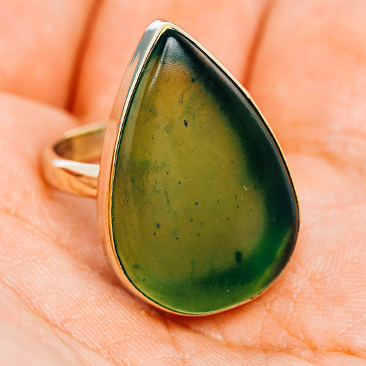Nephrite Jade Ring Size 9 (German Silver)