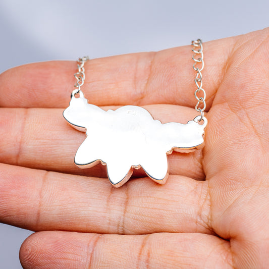 White enamel animal silhouette pendant necklace with linked sterling silver chain