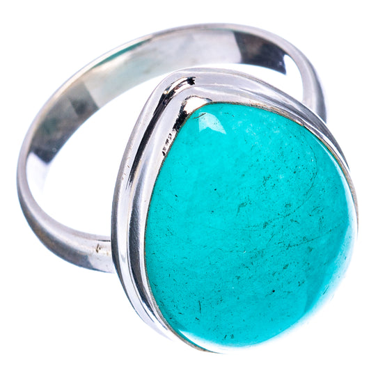 Sterling silver ring with turquoise oval amazonite cabochon, polished band