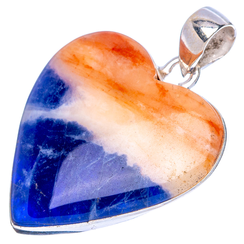 Heart-shaped sodalite pendant with .925 sterling silver bail and polished edge
