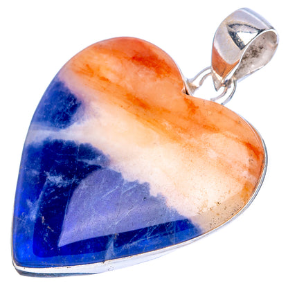 Heart-shaped sodalite pendant with .925 sterling silver bail and polished edge