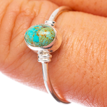 Blue Copper Composite Turquoise Dainty Ring Size 9.5 (925 Sterling Silver) R145202