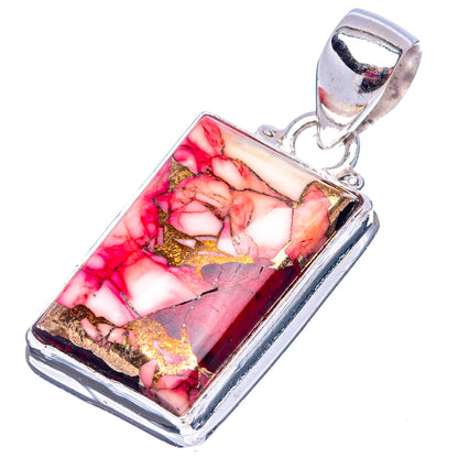 Red Dahlia Mohave Turquoise Pendant 1 3/8" (.925 Sterling Silver)