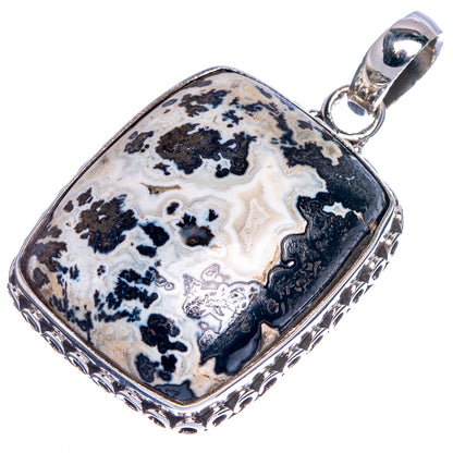 Rare Feather Bow Agate Pendant 1 1/2" (925 Sterling Silver) P40703