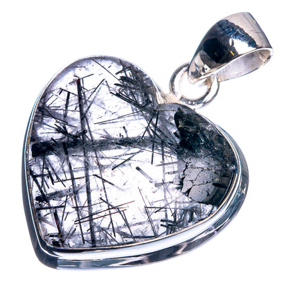 Tourmalinated Quartz 925 Sterling Silver Pendant 1 1/4"