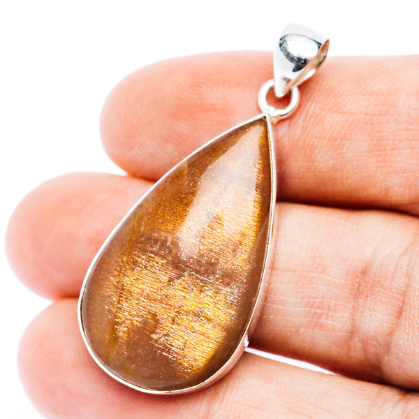 Premium African Sunstone Pendant 1 3/4" (.925 Sterling Silver)