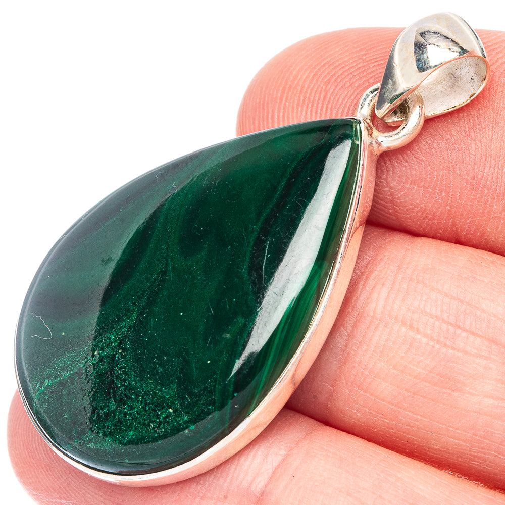 Malachite Pendant 1 5/8" (925 Sterling Silver) P44640