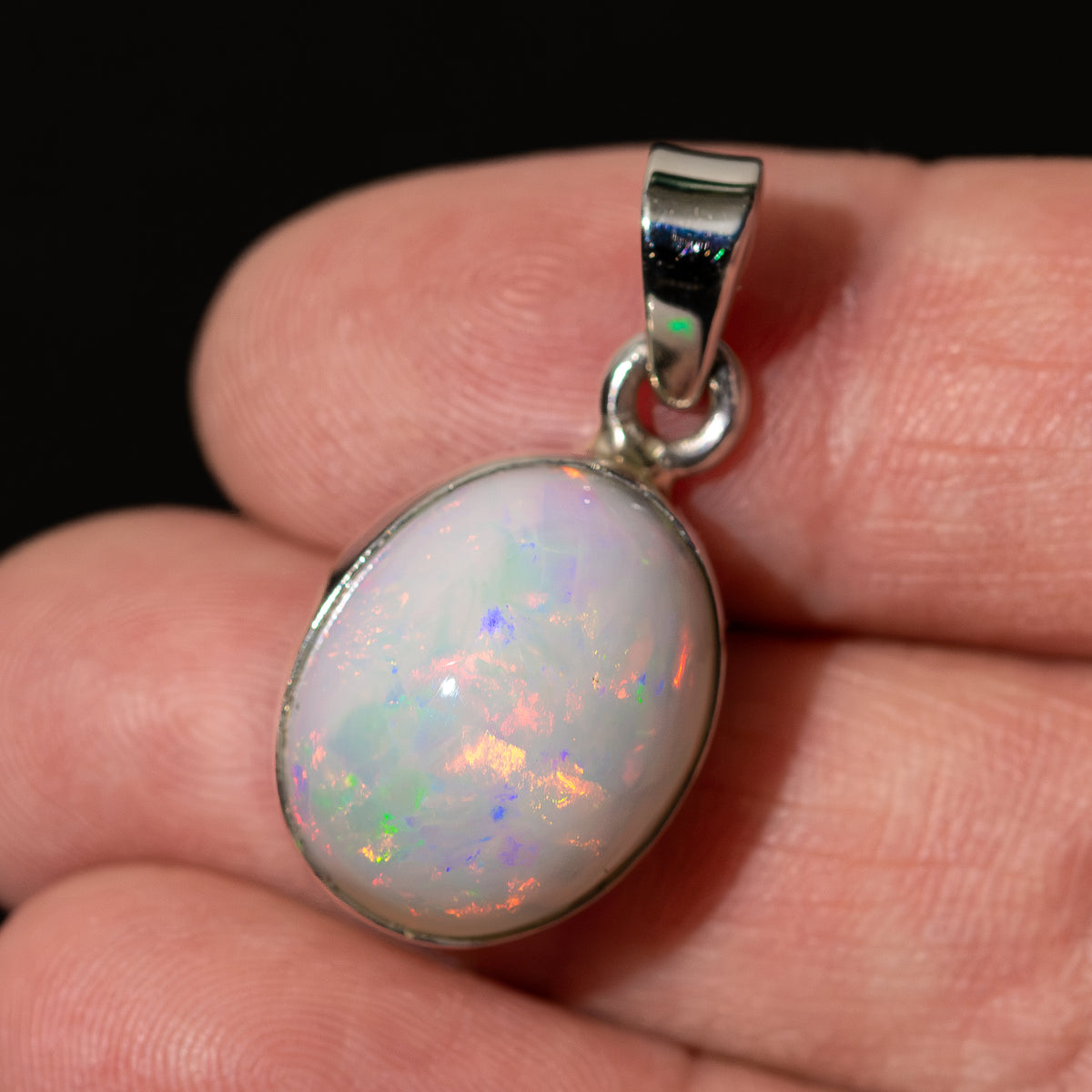 Premium Ethiopian Opal Pendant 1 1/8" (.925 Sterling Silver)