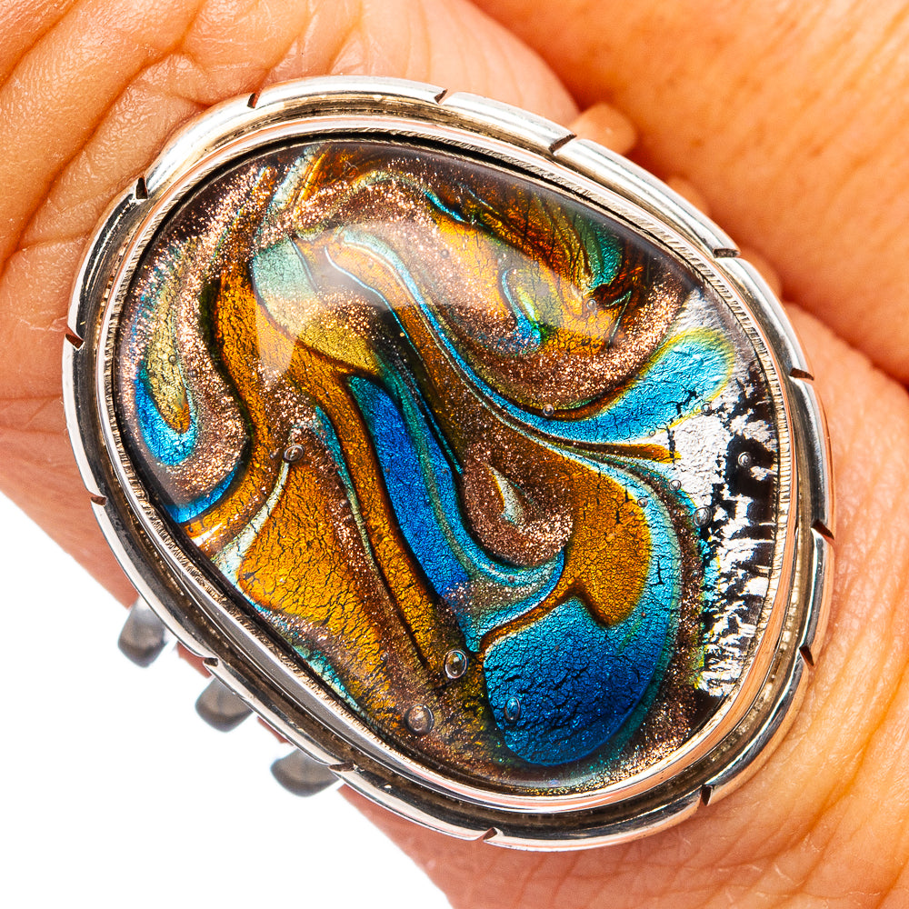 Dichroic Glass Ring Size 9 (.925 Sterling Silver)