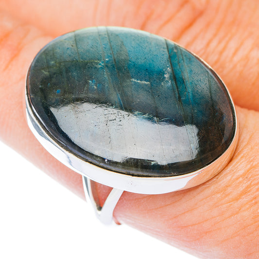 Large Premium Labradorite Ring Size 9 (.925 Sterling Silver)
