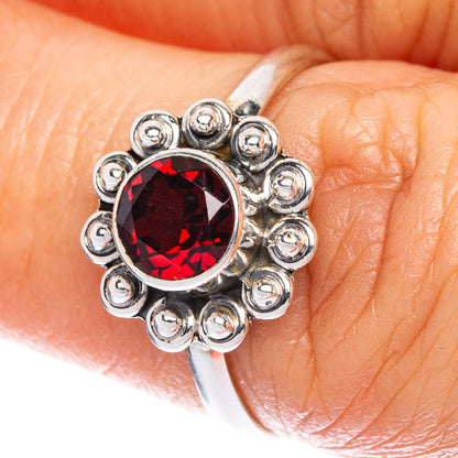 Garnet Dainty Ring Size 6.5 (925 Sterling Silver) R1022