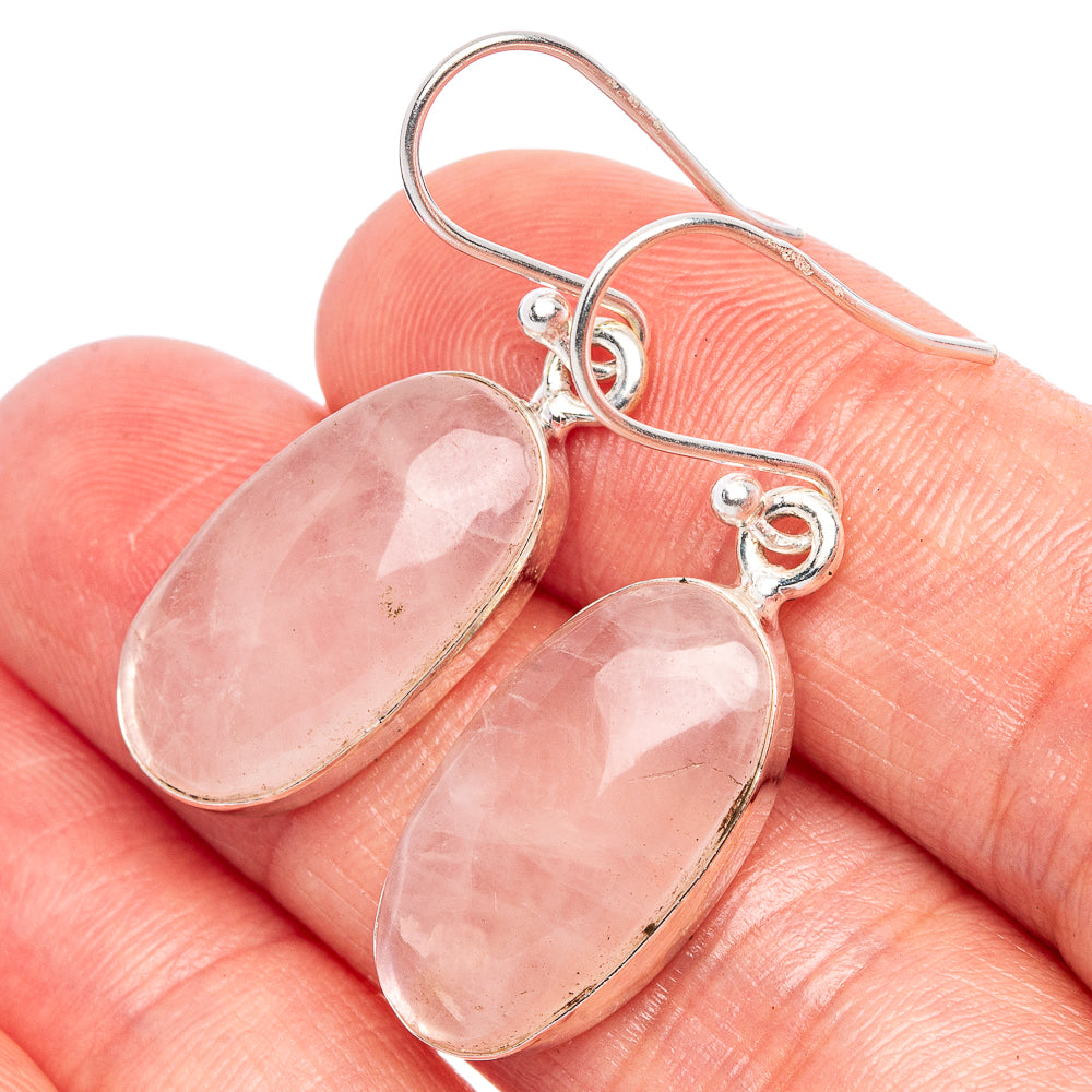 Rose Quartz Earrings 1 3/8" (925 Sterling Silver) E1715