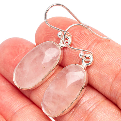 Rose Quartz Earrings 1 3/8" (925 Sterling Silver) E1715