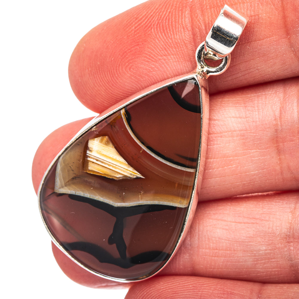 Montana Agate Pendant 1 7/8" (.925 Sterling Silver)