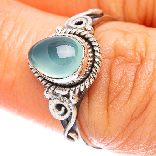 Aqua Chalcedony Dainty Ring Size 7 (925 Sterling Silver) R5161