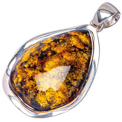 Ana Silver Co Baltic Amber Pendant 2" (925 Sterlnig Silver)