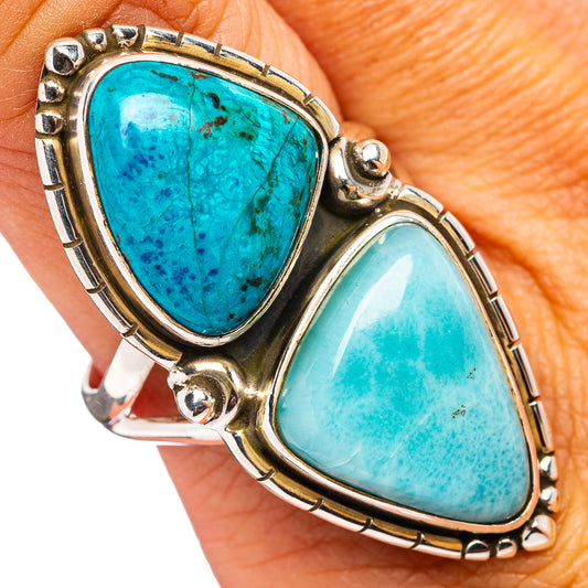 Sterling silver double-stone ring with deep and light blue teardrop gems