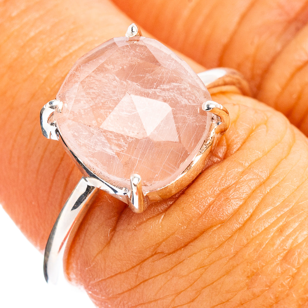 Faceted Rose Quartz Ring Size 7 (.925 Sterling Silver)