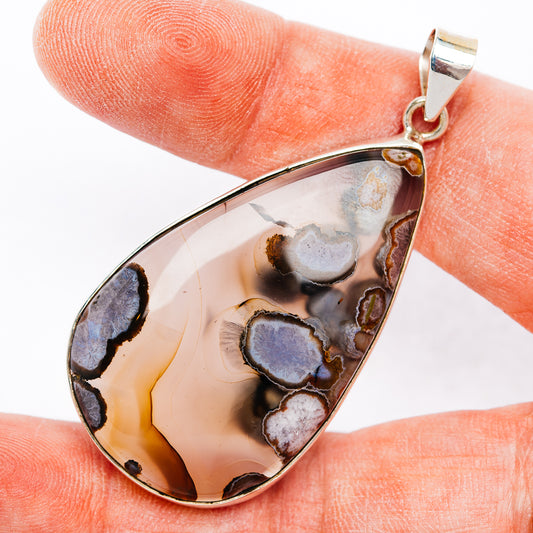 Premium Flower Agate Pendant 2 1/4" (.925 Sterling Silver)