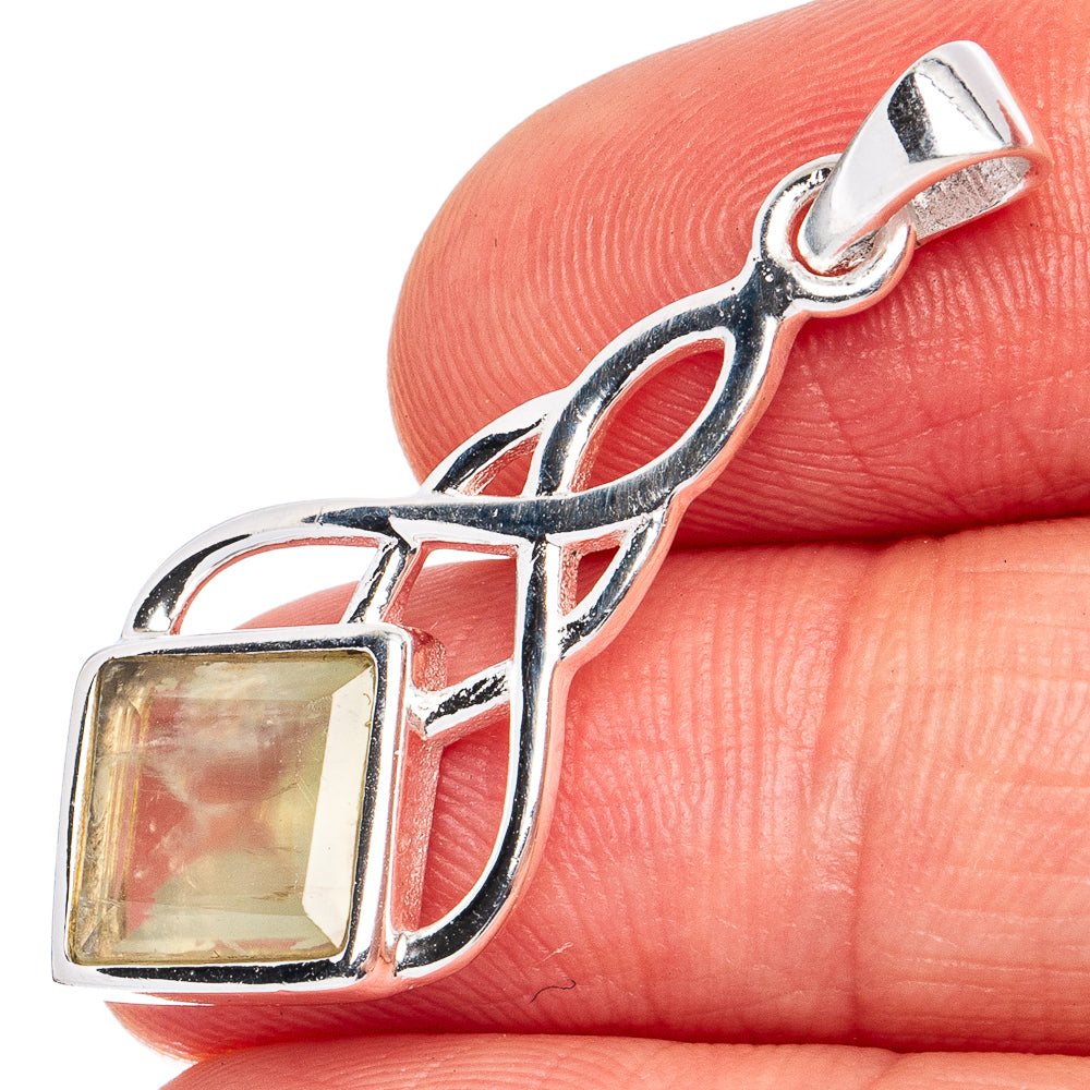 Dainty Prehnite Pendant 1 3/8" (925 Sterling Silver) P45216