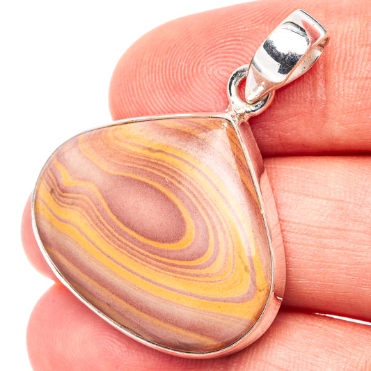 Sterling silver jasper pendant with teardrop desert rose stone, scalloped bezel