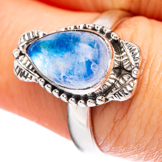 Rainbow Moonstone Ring Size 8.25 (925 Sterling Silver) R3756