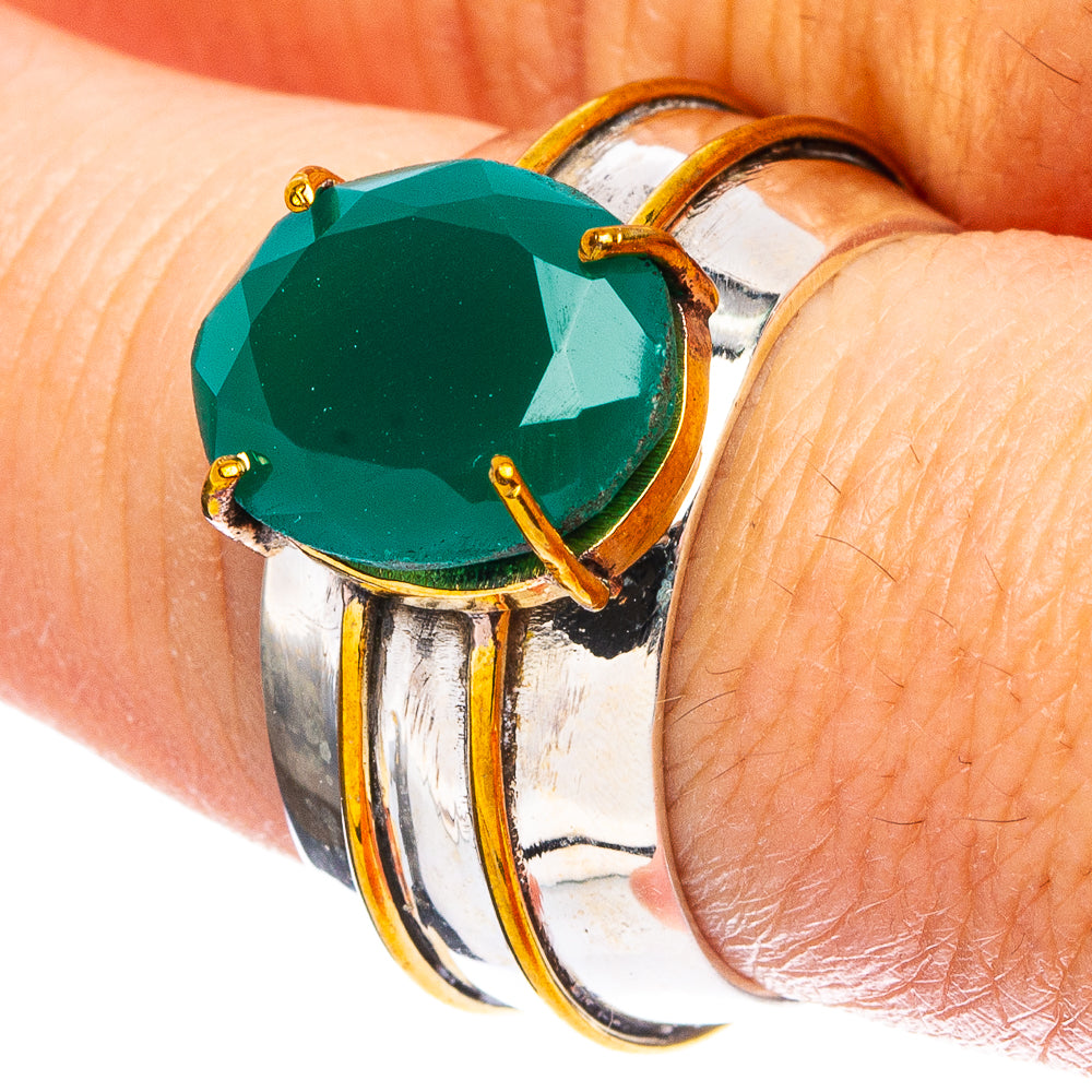 Green Onyx 925 Sterling Silver Ring Size 7.75 (925 Sterling Silver) R6045