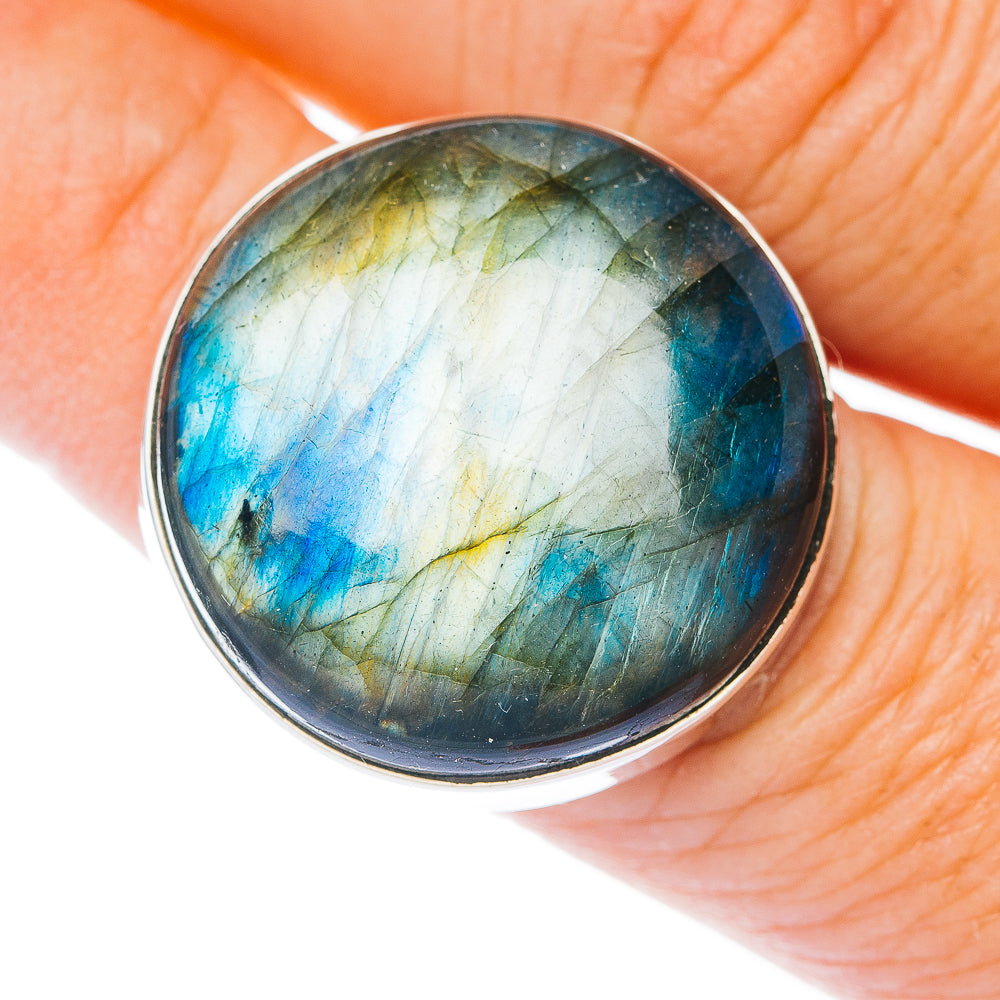 Large Premium Labradorite Ring Size 8 (.925 Sterling Silver)