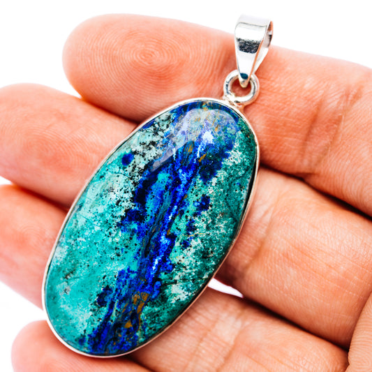Large Premium Bluebird Azurite Pendant 2 1/4" (.925 Sterling Silver)