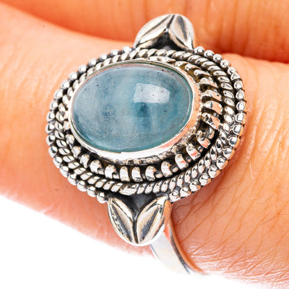 Natural Aquamarine Ring Size 7.75 (925 Sterling Silver) R3373