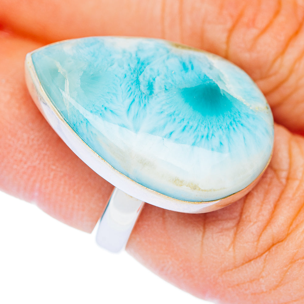 Premium Larimar Ring Size 7 Adjustable (.925 Sterling Silver)