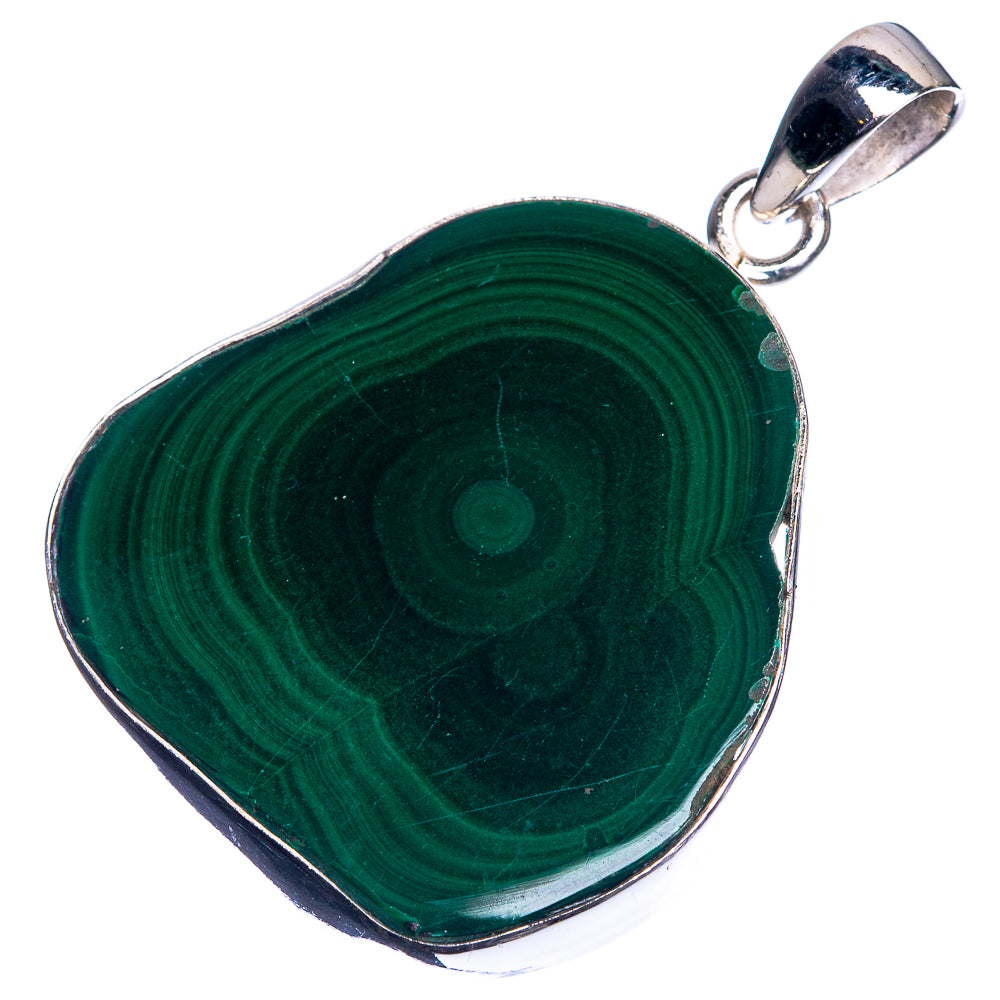 Malachite 925 Sterling Silver Pendant 1 5/8"