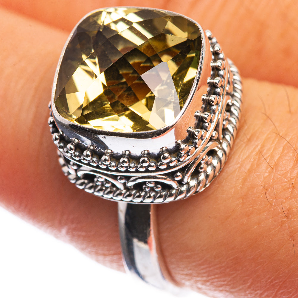 Faceted Citrine 925 Sterling Silver Ring Size 8.25