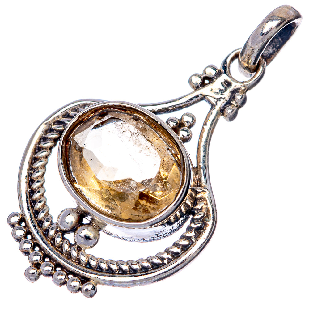 Faceted Citrine Dainty Pendant 1" (925 Sterling Silver) P39928
