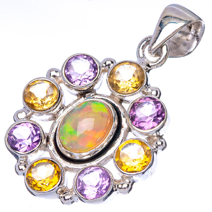 Rare Ethiopian Opal, Amethyst, Citrine Pendant 1 1/2" (925 Sterling Silver) P40975